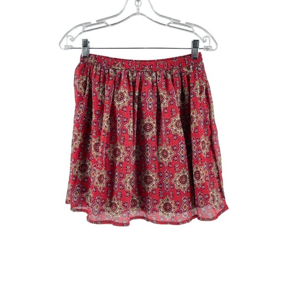 Hollister Women's Red Floral Lightweight Pull On Ruffle Skirt Size Medium - Picture 4 of 9